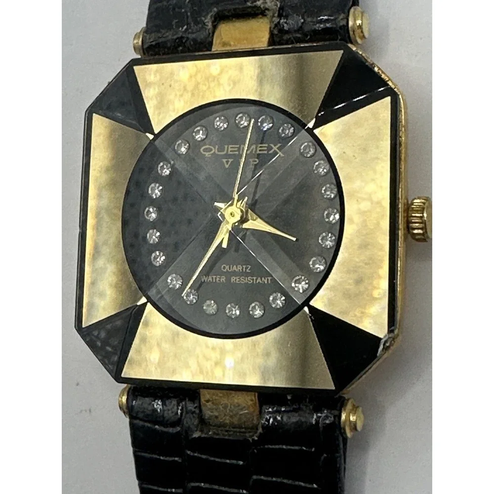 Quemex Vip‎ Womens Watch New Battery 27MM 18K Gold Plated 7.25